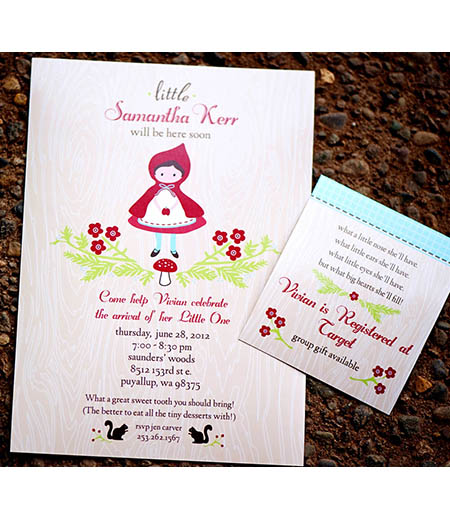 Red Riding Hood Woodland Baby Shower Printable Invitation